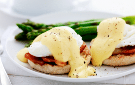 Eggs benedict paired with Henry of Pelham Estate Chardonnay