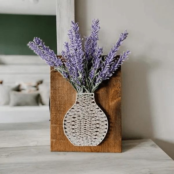 String art art work with flowers